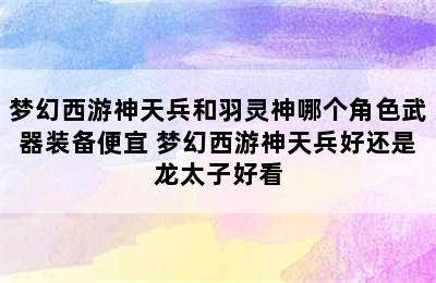 梦幻西游神天兵和羽灵神哪个角色武器装备便宜 梦幻西游神天兵好还是龙太子好看